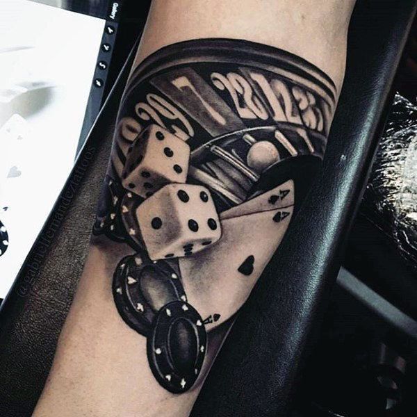 Tattoos with gambling symbolism dice